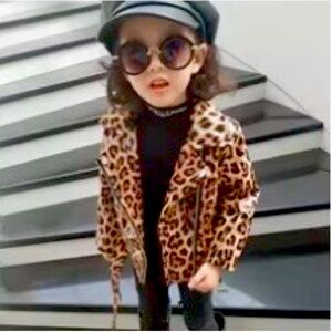 PU Leather Leopard Print Jacket Toddler Size 1T 2T